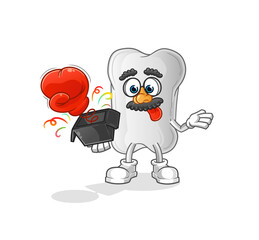 dog bone prank glove in the box. cartoon mascot