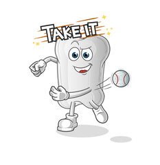 dog bone throwing baseball vector. cartoon character