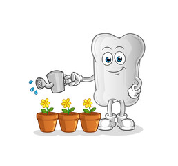 dog bone watering the flowers mascot. cartoon vector
