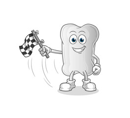 dog bone hold finish flag. cartoon mascot vector