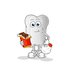 dog bone eat chocolate mascot. cartoon vector