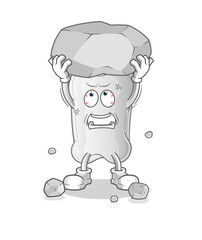 dog bone lifting rock cartoon character vector