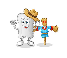 dog bone with scarecrows cartoon character vector