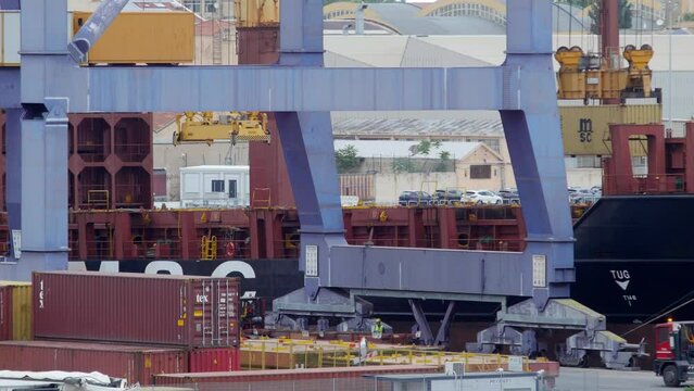 Time lapse of the base of a container crane in Palermo
