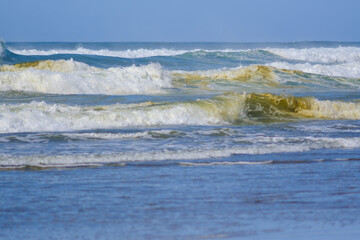 Colorful crashing waves along the Oregon coast