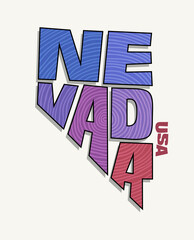 State of Nevada with the name distorted into state shape. Pop art style vector illustration for stickers, t-shirts, posters, social media and print media.