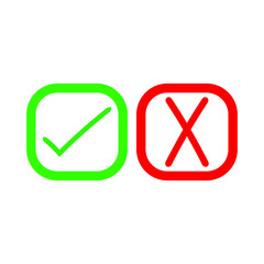 Check mark green and red line icons. Vector illustration. eps - Vector