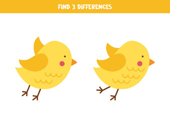 Find three differences between two cute birds.