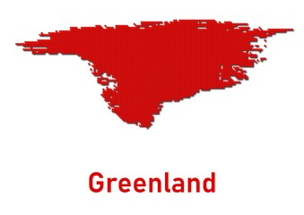 Fototapeta premium Greenland map, map of Greenland made of red dot pattern and name.
