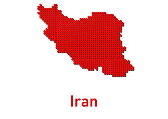 Obraz premium Iran map, map of Iran made of red dot pattern and name.