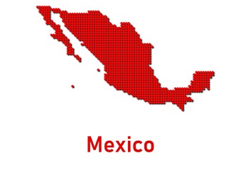 Obraz premium Mexico map, map of Mexico made of red dot pattern and name.