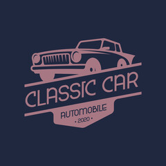 Retro Car Logo Design Concept Vector. Vintage Vehicle Logo Template