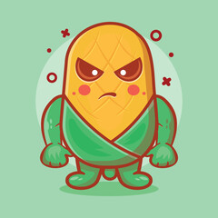 serious corn character mascot with angry expression isolated cartoon in flat style design