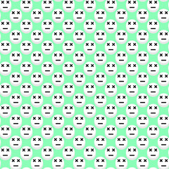 cartoon little white face hand drawing doodle style vector illustration Seamless pattern on green background design wallpaper.
