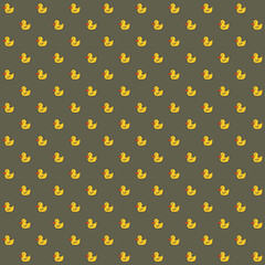 cartoon little yellow duck hand drawing doodle style vector illustration Seamless pattern on brown background design wallpaper.