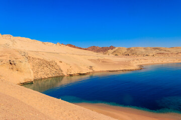 Fototapeta na wymiar View of Barracuda bay in Ras Mohammed national park, Sinai peninsula in Egypt