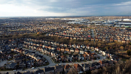 view of the city through a drone. This is the aerial view of the city of Brampton.