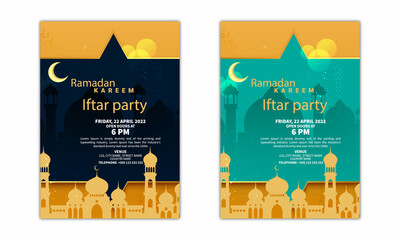 Ramadan posters set with moon.Poster, media banner. A set of vector illustrations.
