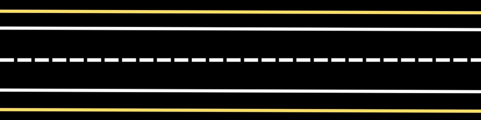 Two line highway road with yellow warning lines