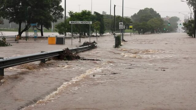 Flood Waters Over the Road | Brisbane Flood 2022 Australia