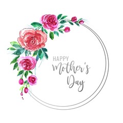 Happy mothers day card and decorative flowers frame background