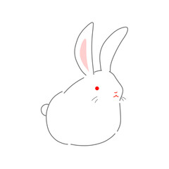 かわいい白色のウサギのイラスト