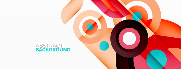 Abstract round shapes background. Minimalist decoration. Geometric background with circles and rings