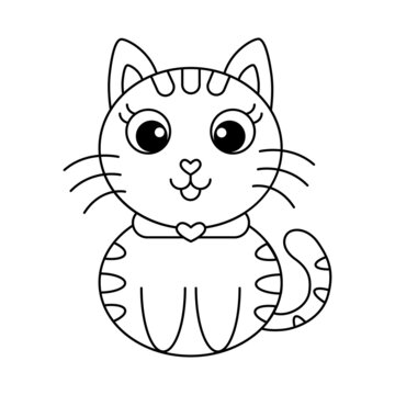 Cute cat cartoon illustration vector, for kids coloring book.