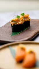 different variety of Sushi on table