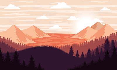 Fototapeta premium landscape river and forest