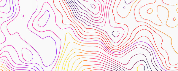 Abstract stylized topographic contour elevation in lines and contours, the concept map of a conditional geography scheme and the terrain path, vector illustration of topographic line contour map.	