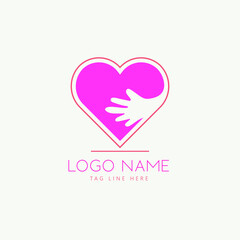 Minimal Love Care Simple Logo Design. Premium Vector Design
