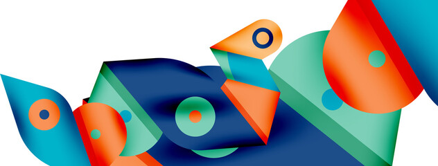 Creative bright geometric wallpaper. Minimal abstract background. Circles lines shapes composition vector illustration for wallpaper banner background or landing page