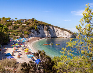 View on famous Padulella beach, Portoferraio, Island of Elba, Italy 