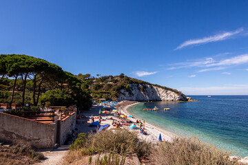 View on famous Padulella beach, Portoferraio, Island of Elba, Italy  - obrazy, fototapety, plakaty