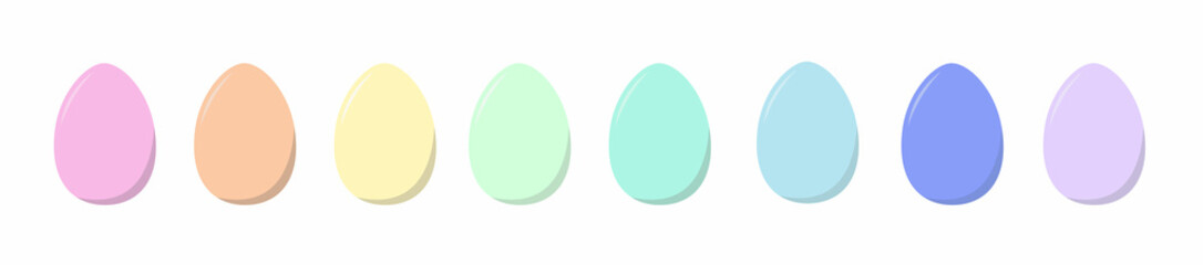 Set of colorful Easter eggs. Design elements for holiday cards. Easter collection. Cartoon flat style. Good for banner, poster, card, stickers. Vector illustration
