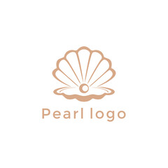 Beauty Luxury Elegant Pearl Shell Jewelry logo design vector