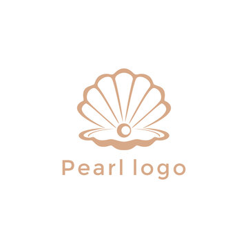 Beauty Luxury Elegant Pearl Shell Jewelry logo design vector