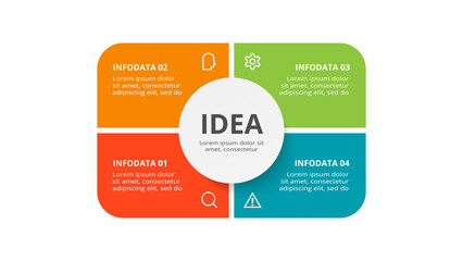 Creative concept for infographic with 4 steps, options, parts or processes. Business data visualization.