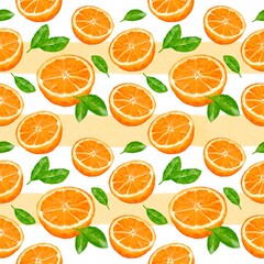 Seamless pattern orange watercolor illustration. design for fashion, fabric, wallpaper and all prints on background earth tone color.
