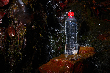 Plastic bottle with drinking water.