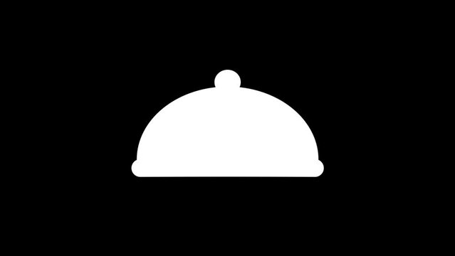 White picture of tray with lid on a black background. items for serving gourmet food. Distortion liquid style transition icon for your project. 4K video animation for motion graphics and compositing.