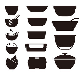 Bowls and plates icon set vector illustration