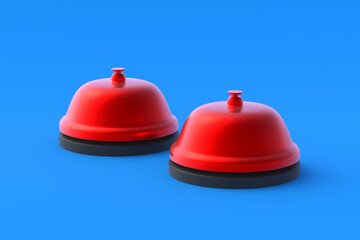 Service bells on blue background. Administrator call. 3d render