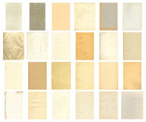 Fototapeta premium Old paper textures set. Blank old pages with rough faded surface. Perfect for background and vintage style design. Empty place for text.