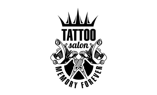 Vector logo for tattoo salon on white background