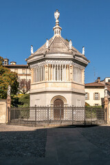 Fototapeta na wymiar View at the Baptistery near Basilica of Santa Maria Maggiore in the streets of Bergamo Alta - Italy