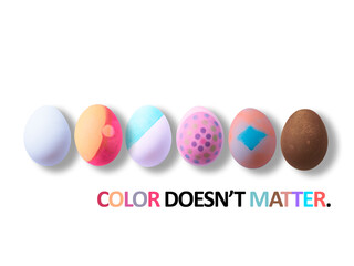 Anti-racism and social equality, illustrated with colored Easter eggs 