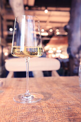 glass of wine in the restaurant on the table serving