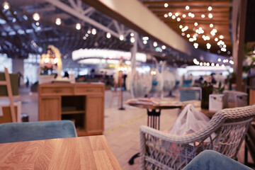 restaurant interior blurred background room serving